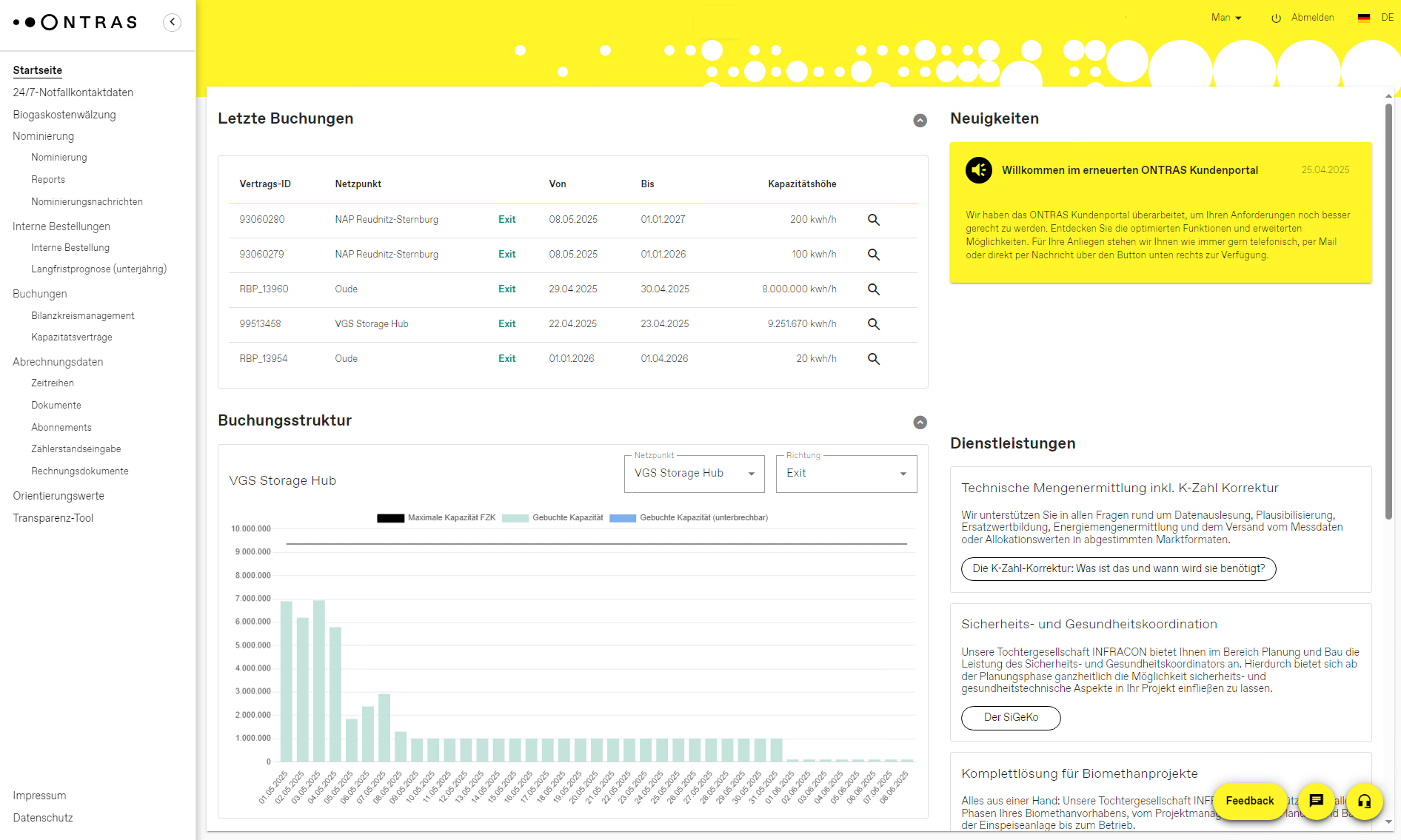Screenshot Kundenportal